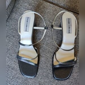 Private Collection Silver Strappy Heels Size 10 Pewter - Never been worn